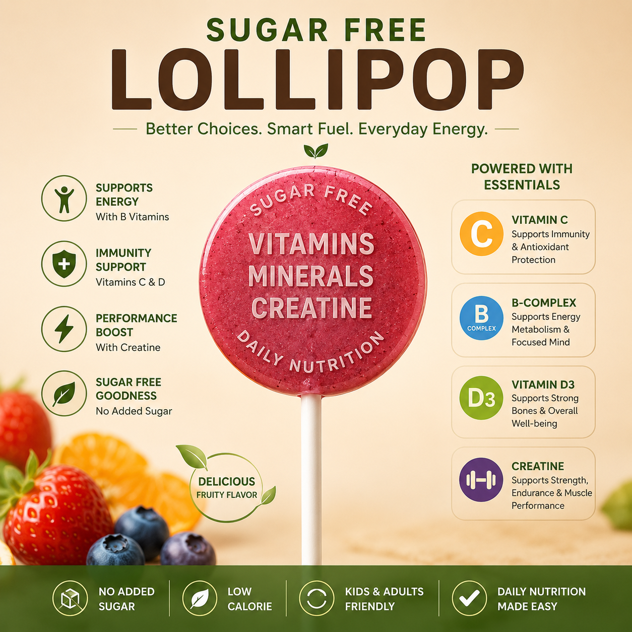 Sugar free lollipops with a kick